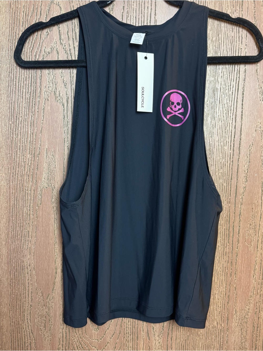 soulcycle Lafayette Black Tank with Pink Skull Emblem
